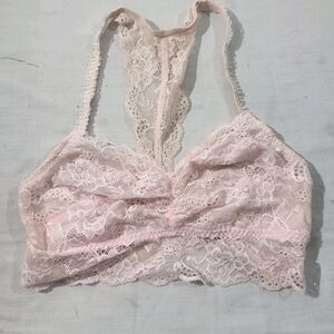 Victoria Secret Bralette Bra Medium Light Pink Scoop Daisy Lace Unlined Wireless